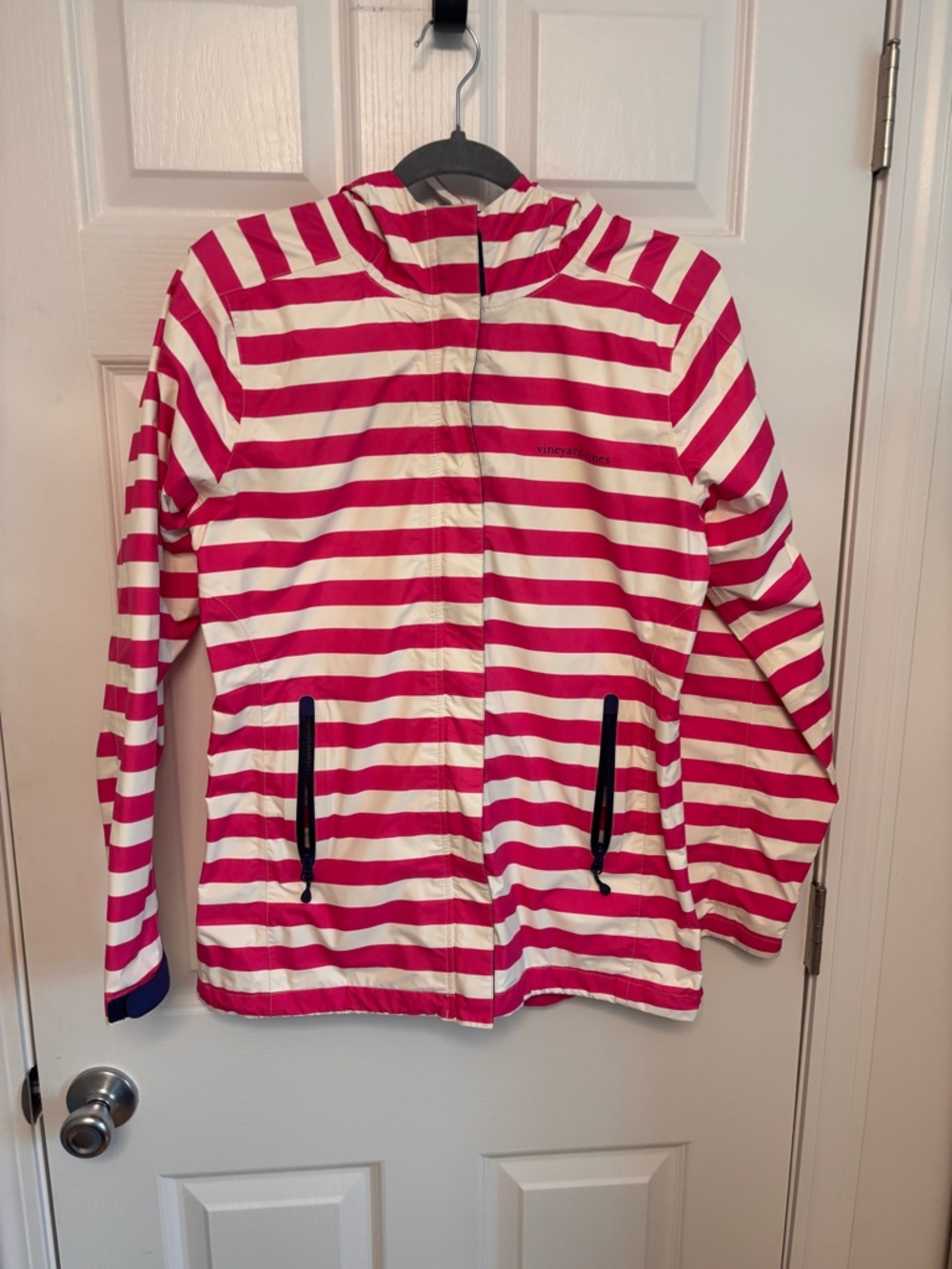 Vineyard Vines Light Pink and Navy Lined Windbreaker